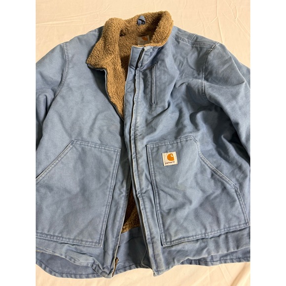 Carhartt Jackets & Blazers - Vintage Carhartt WJ022 FHB Blue Womens Jacket Sherpa Lined Sandstone Duck Coat